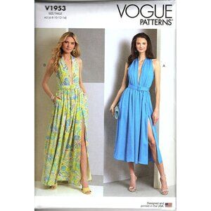 Vogue V1953 Misses 6 to 14 Halter Dress In Two Lengths Uncut Sewing Pattern